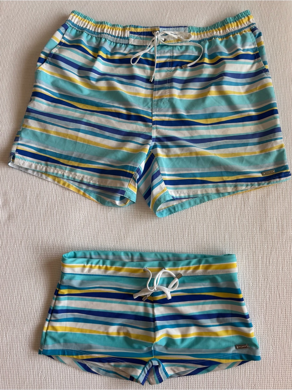 TWO PIECES - 2xist Men's Striped Swim Shorts in summer turquoise, Yellow, Blue